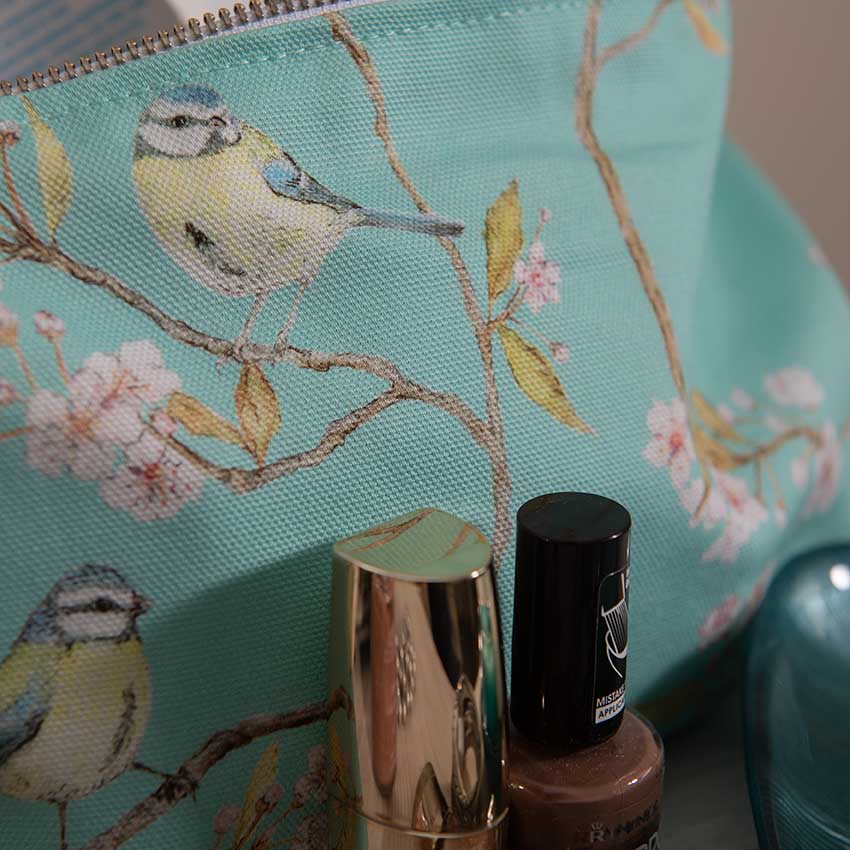 Blue Tit On Blossom Turquoise Cosmetic Bag Mosney Mill
