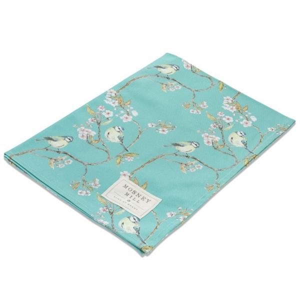 Blue Tit on Blossom Ditsy Print Tea Towel