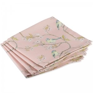 Pink Blue Tit and Blossom Napkins