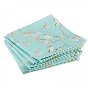 Turquoise Blue Tit and Blossom Napkins