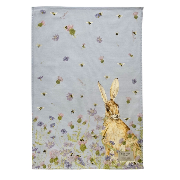 Hare & Wildflower Tea Towel